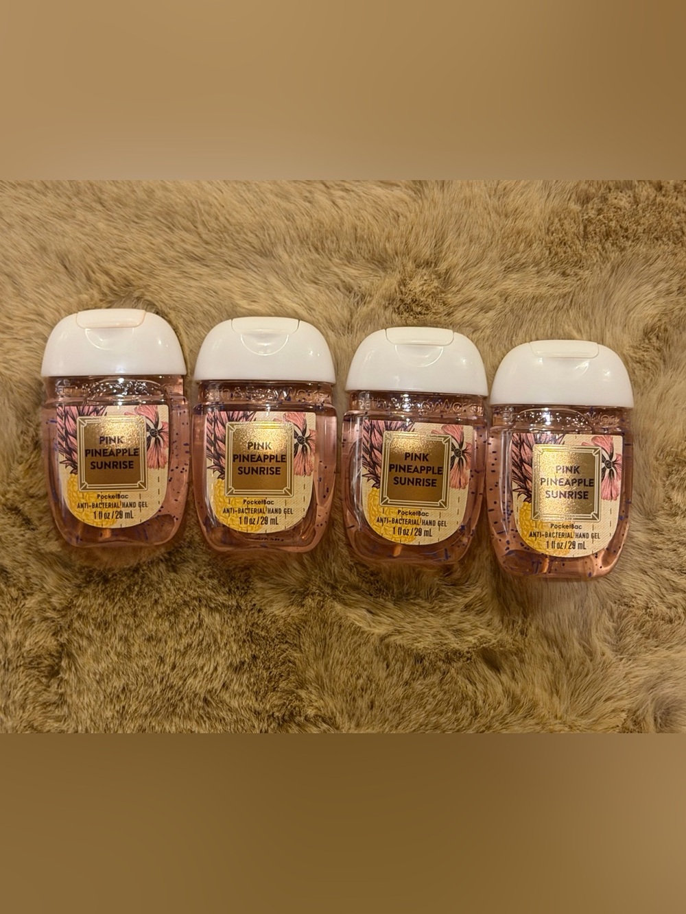 BBW BATH AND BODY WORKS HAND SANITIZER BUNDLE SET PINK PINEAPPLE SUNRISE 4 PACK